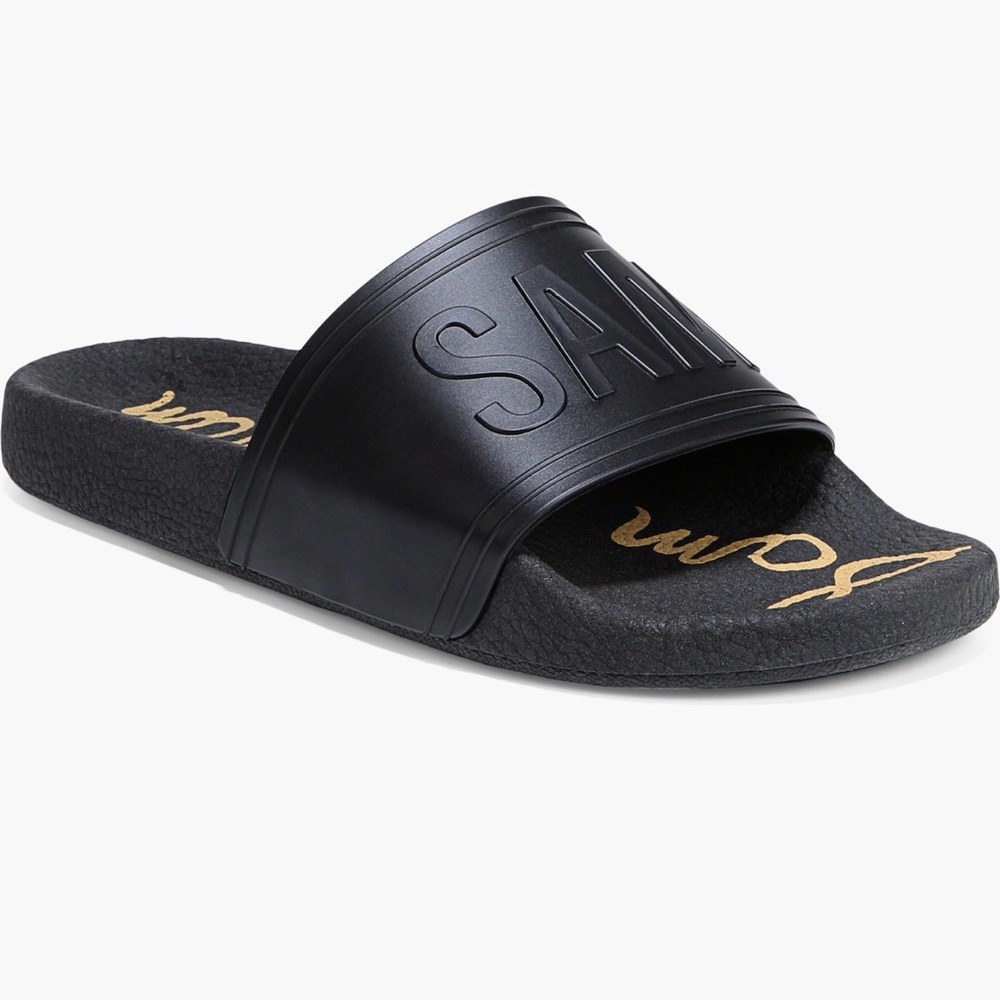 Sam Edelman Ira Slide Sandal Size 8 Black w/Gold